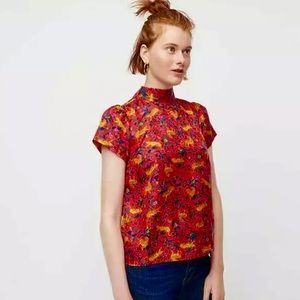 J.Crew Collection Silk Tiger Top w/ Bow in Back